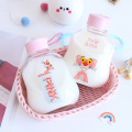 Factory Wholesale Many Styles of Cute Cartoon Pattern Glass Water Milk Juice Bottle with Lid